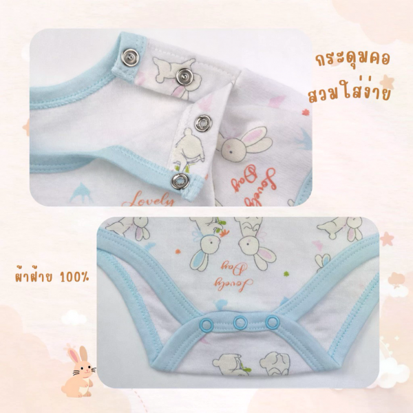 เชต3ชิ้น เซตบอดี้สูทคอกลม บอดี้สูทเด็ก เซตเด็กแรกเกิด ผ้าคอตตอน 100% นุ่มพิเศษ 0-3m,3-6m,6-9m
