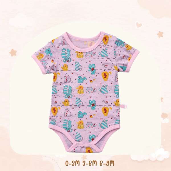 บอดี้สูทคอกลม บอดี้สูทเด็ก เด็กแรกเกิด ผ้าคอตตอน 100% นุ่มพิเศษ 0-3m,3-6m,6-9m