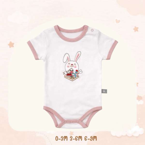 บอดี้สูทคอกลม บอดี้สูทเด็ก เด็กแรกเกิด ผ้าคอตตอน 100% นุ่มพิเศษ 0-3m,3-6m,6-9m