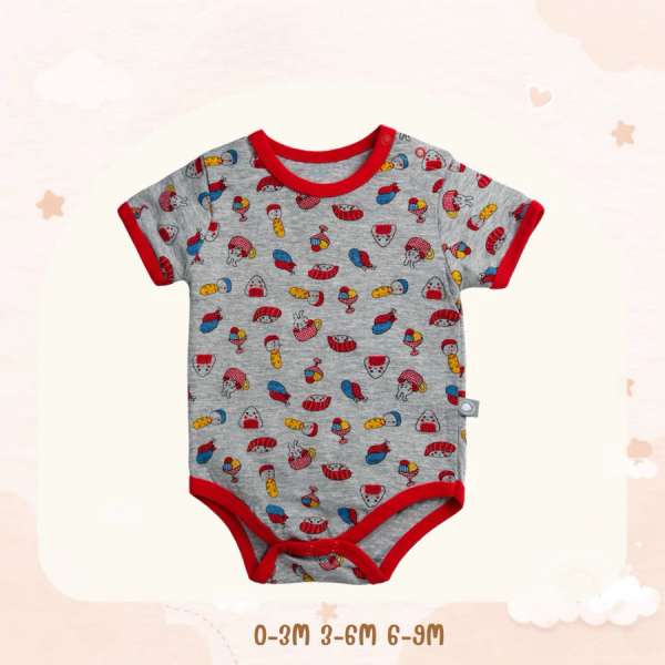 บอดี้สูทคอกลม บอดี้สูทเด็ก เด็กแรกเกิด ผ้าคอตตอน 100% นุ่มพิเศษ 0-3m,3-6m,6-9m