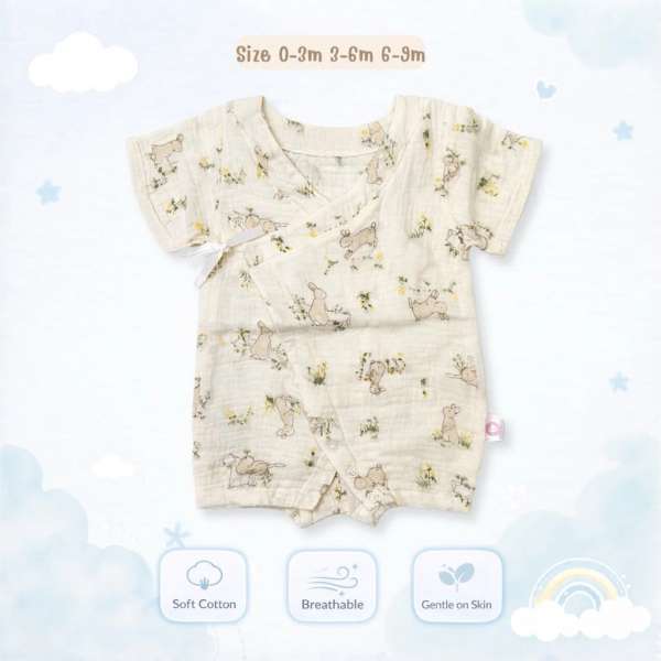ชุดซามูไรผ้ามัสลิน ชุดเด็กแรกเกิด ชุดเตรียมคลอด ผ้าฝ้ายมัสลิน ใส่สบาย ระบายอากาศ