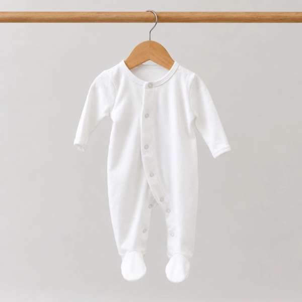 ชุดหมีเด็กอ่อนแขนยาวขายาวมีเท้า กระดุมหน้า Cotton 100% ผ้านุ่ม OEKO-TEX ชุดเด็กอ่อน