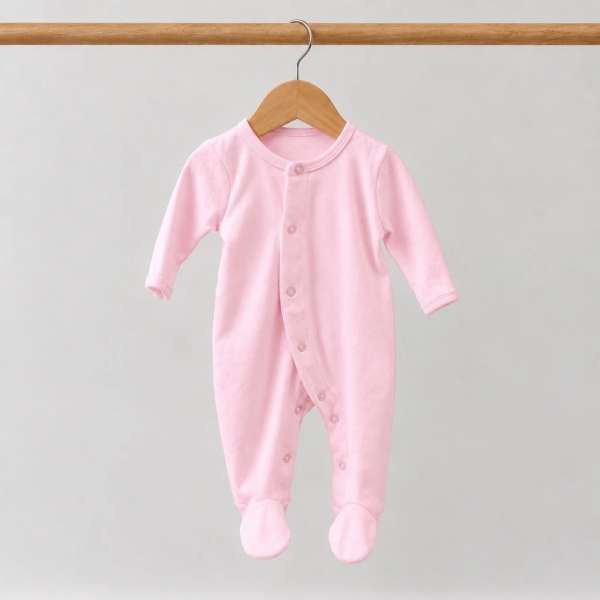ชุดหมีเด็กอ่อนแขนยาวขายาวมีเท้า กระดุมหน้า Cotton 100% ผ้านุ่ม OEKO-TEX ชุดเด็กอ่อน