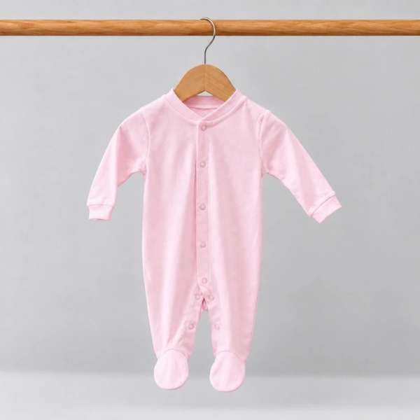ชุดหมีเด็กอ่อนแขนยาวขายาวมีเท้า กระดุมหน้า Cotton 100% ผ้านุ่ม OEKO-TEX ชุดเด็กอ่อน