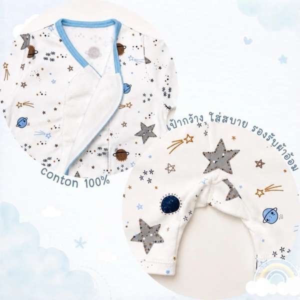 ชุดเด็กผ้าดูด แขนสั้น ชุดเด็กแรกเกิด ชุดเตรียมคลอด cotton 100%