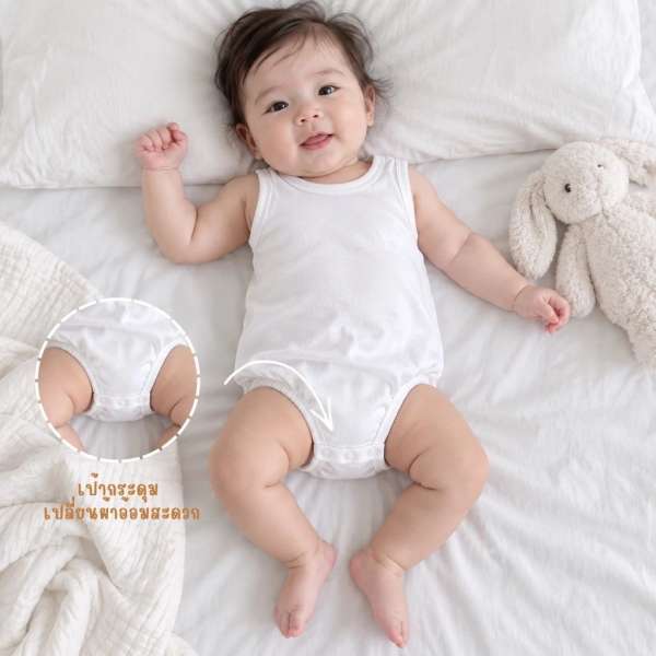 บอดี้สูทเด็กแขนกุด ผ้า Cotton 100% นุ่มพิเศษ 4 สี มาพร้อมใบรับรอง OEKO-TEX สำหรับเด็กอ่อน