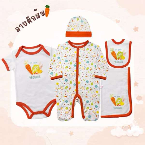 เซตแรกเกิด เซตเตรียมคลอด ของขวัญเยี่ยมคลอด 5ชิ้น Cotton 100% มีหลายหลายลาย