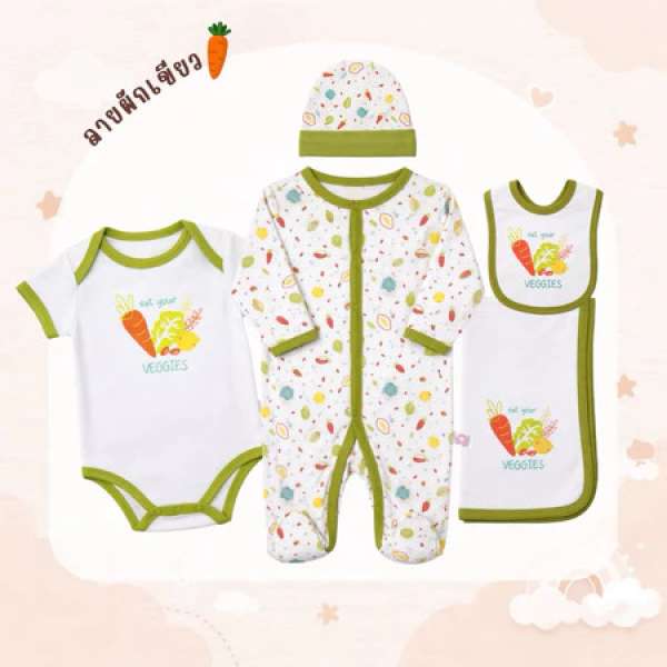 เซตแรกเกิด เซตเตรียมคลอด ของขวัญเยี่ยมคลอด 5ชิ้น Cotton 100% มีหลายหลายลาย