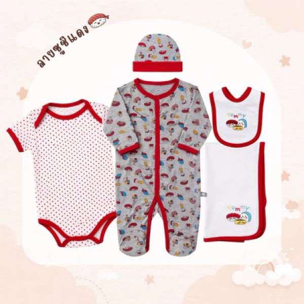 เซตแรกเกิด เซตเตรียมคลอด ของขวัญเยี่ยมคลอด 5ชิ้น Cotton 100% มีหลายหลายลาย