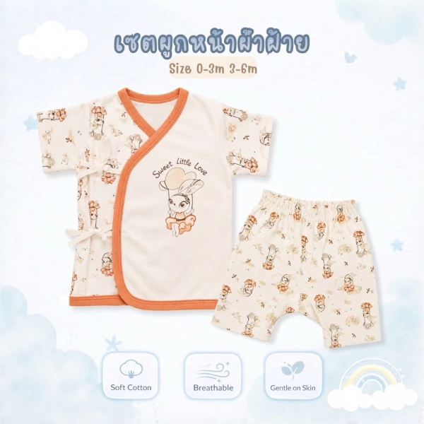 เซตผูกหน้าเด็กอ่อน ชุดเด็กอ่อน ชุดทารก ชุดเตรียมคลอด ผ้า coton 100% อ่อนโยนต่อผิวลูก 0