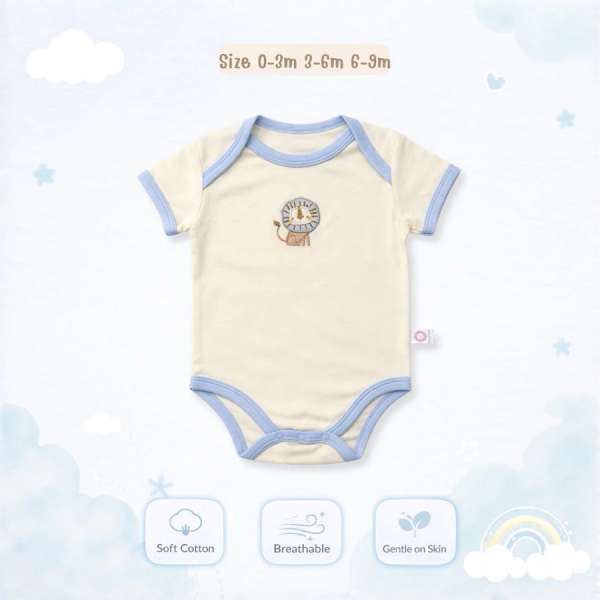 บอดี้สูทคอไขว้ บอดี้สูทเด็ก เสื้อผ้าเด็กแรกเกิด ผ้าคอตตอน 100% นุ่มพิเศษ 0-3m,3-6m,6-9m