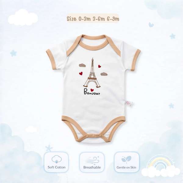 บอดี้สูทคอไขว้ บอดี้สูทเด็ก เสื้อผ้าเด็กแรกเกิด ผ้าคอตตอน 100% นุ่มพิเศษ 0-3m,3-6m,6-9m