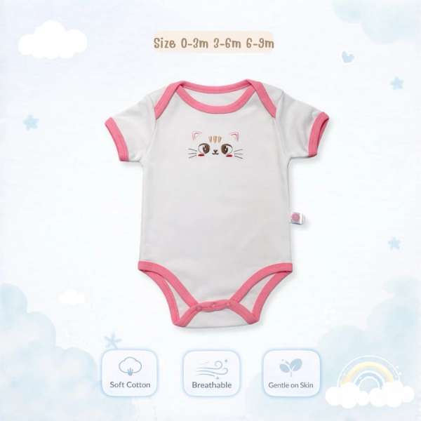 บอดี้สูทคอไขว้ บอดี้สูทเด็ก เสื้อผ้าเด็กแรกเกิด ผ้าคอตตอน 100% นุ่มพิเศษ 0-3m,3-6m,6-9m