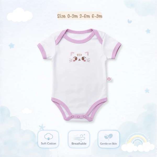 บอดี้สูทคอไขว้ บอดี้สูทเด็ก เสื้อผ้าเด็กแรกเกิด ผ้าคอตตอน 100% นุ่มพิเศษ 0-3m,3-6m,6-9m