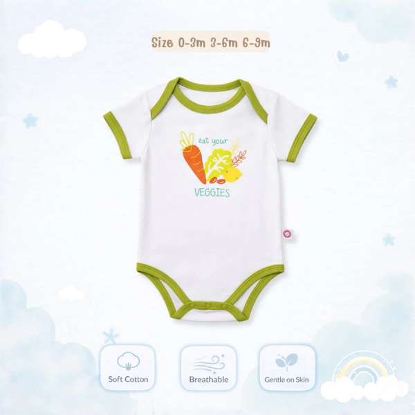 บอดี้สูทคอไขว้ บอดี้สูทเด็ก เสื้อผ้าเด็กแรกเกิด ผ้าคอตตอน 100% นุ่มพิเศษ 0-3m,3-6m,6-9m