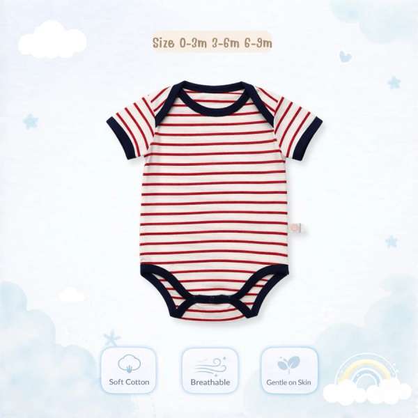 บอดี้สูทคอไขว้ บอดี้สูทเด็ก เสื้อผ้าเด็กแรกเกิด ผ้าคอตตอน 100% นุ่มพิเศษ 0-3m,3-6m,6-9m