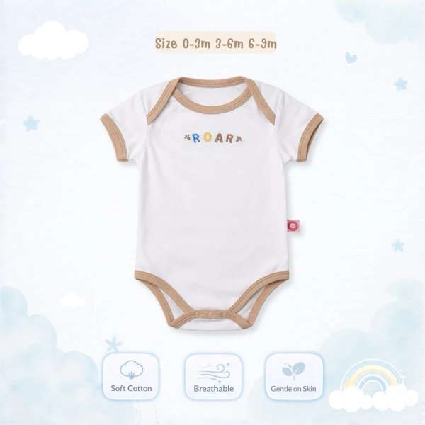 บอดี้สูทคอไขว้ บอดี้สูทเด็ก เสื้อผ้าเด็กแรกเกิด ผ้าคอตตอน 100% นุ่มพิเศษ 0-3m,3-6m,6-9m