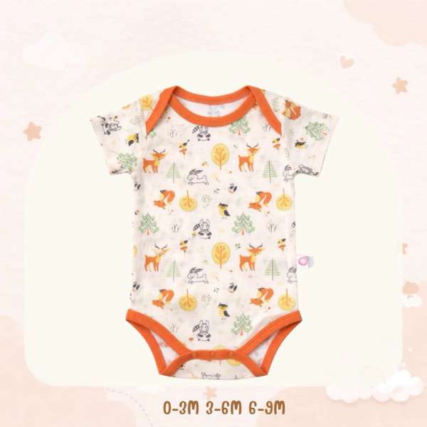 บอดี้สูทคอไขว้ บอดี้สูทเด็ก เสื้อผ้าเด็กแรกเกิด ผ้าคอตตอน 100% นุ่มพิเศษ 0-3m,3-6m,6-9m
