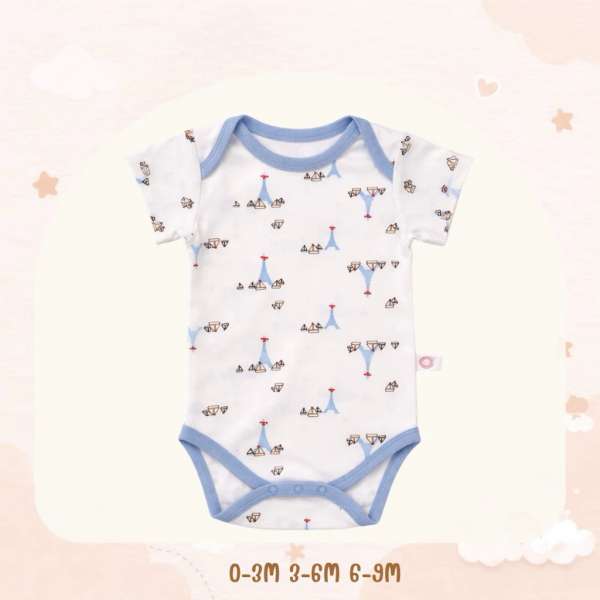 บอดี้สูทคอไขว้ บอดี้สูทเด็ก เสื้อผ้าเด็กแรกเกิด ผ้าคอตตอน 100% นุ่มพิเศษ 0-3m,3-6m,6-9m