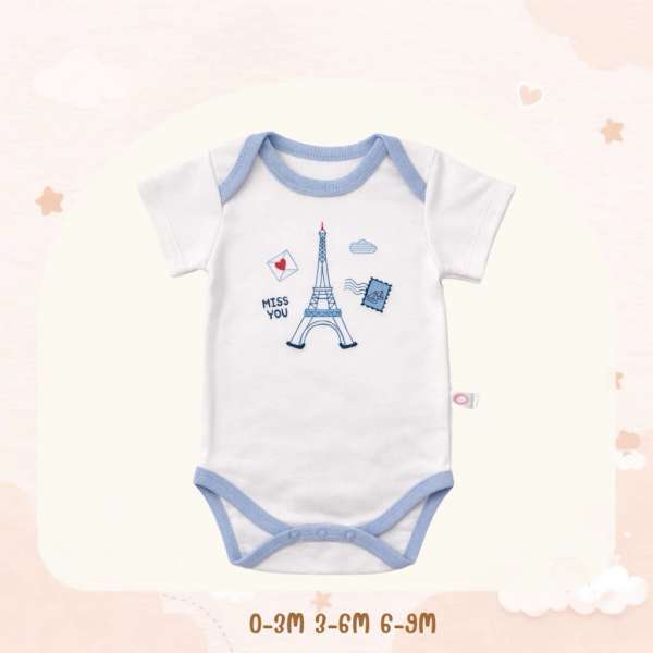 บอดี้สูทคอไขว้ บอดี้สูทเด็ก เสื้อผ้าเด็กแรกเกิด ผ้าคอตตอน 100% นุ่มพิเศษ 0-3m,3-6m,6-9m