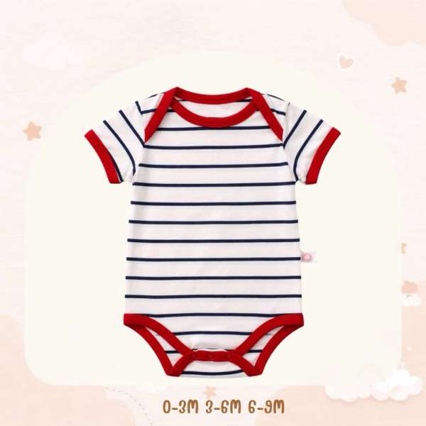 บอดี้สูทคอไขว้ บอดี้สูทเด็ก เสื้อผ้าเด็กแรกเกิด ผ้าคอตตอน 100% นุ่มพิเศษ 0-3m,3-6m,6-9m