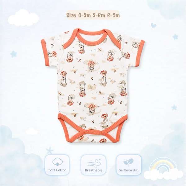 บอดี้สูทคอไขว้ บอดี้สูทเด็ก เสื้อผ้าเด็กแรกเกิด ผ้าคอตตอน 100% นุ่มพิเศษ 0-3m,3-6m,6-9m