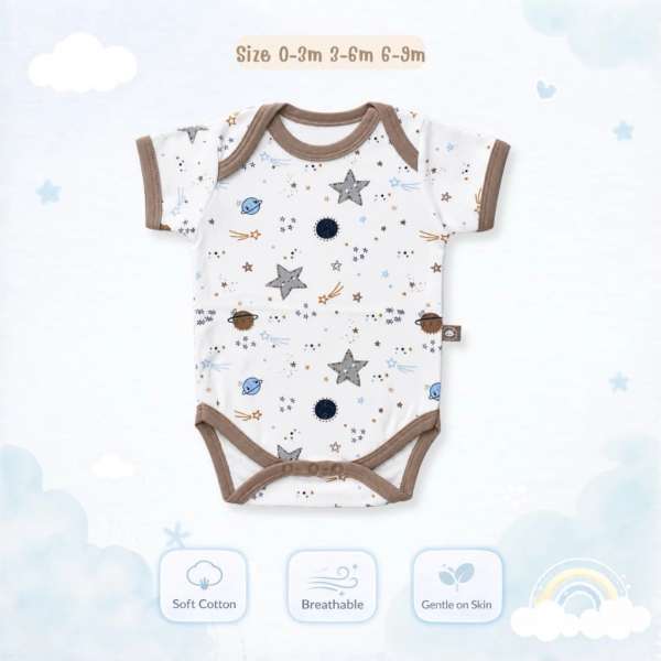 บอดี้สูทคอไขว้ บอดี้สูทเด็ก เสื้อผ้าเด็กแรกเกิด ผ้าคอตตอน 100% นุ่มพิเศษ 0-3m,3-6m,6-9m