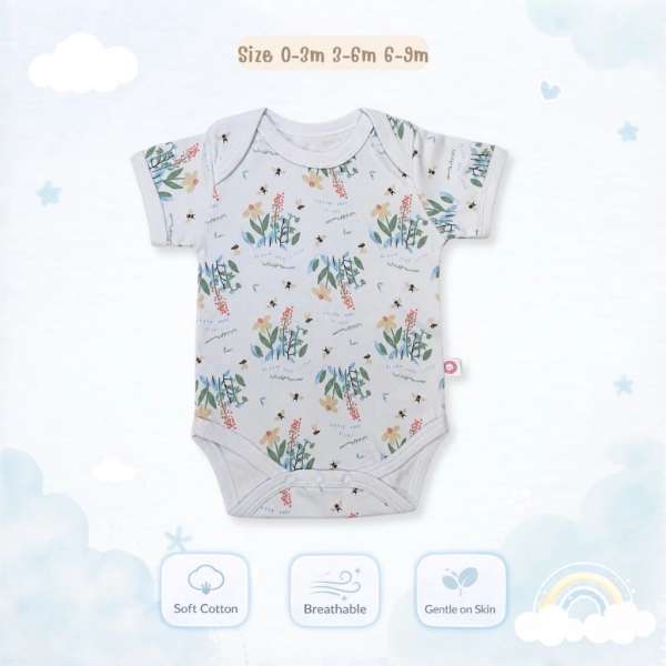 บอดี้สูทคอไขว้ บอดี้สูทเด็ก เสื้อผ้าเด็กแรกเกิด ผ้าคอตตอน 100% นุ่มพิเศษ 0-3m,3-6m,6-9m