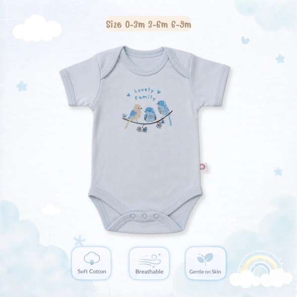 บอดี้สูทคอไขว้ บอดี้สูทเด็ก เสื้อผ้าเด็กแรกเกิด ผ้าคอตตอน 100% นุ่มพิเศษ 0-3m,3-6m,6-9m