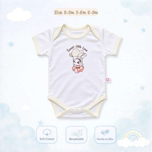 บอดี้สูทคอไขว้ บอดี้สูทเด็ก เสื้อผ้าเด็กแรกเกิด ผ้าคอตตอน 100% นุ่มพิเศษ 0-3m,3-6m,6-9m