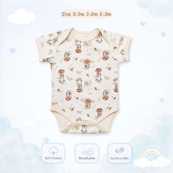 บอดี้สูทคอไขว้ บอดี้สูทเด็ก เสื้อผ้าเด็กแรกเกิด ผ้าคอตตอน 100% นุ่มพิเศษ 0-3m,3-6m,6-9m