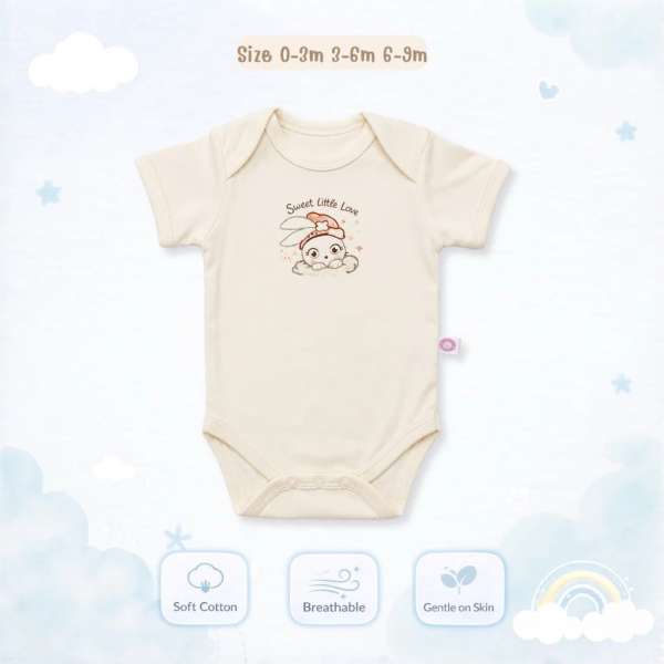 บอดี้สูทคอไขว้ บอดี้สูทเด็ก เสื้อผ้าเด็กแรกเกิด ผ้าคอตตอน 100% นุ่มพิเศษ 0-3m,3-6m,6-9m