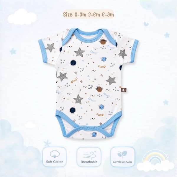 บอดี้สูทคอไขว้ บอดี้สูทเด็ก เสื้อผ้าเด็กแรกเกิด ผ้าคอตตอน 100% นุ่มพิเศษ 0-3m,3-6m,6-9m
