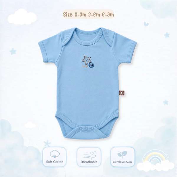 บอดี้สูทคอไขว้ บอดี้สูทเด็ก เสื้อผ้าเด็กแรกเกิด ผ้าคอตตอน 100% นุ่มพิเศษ 0-3m,3-6m,6-9m