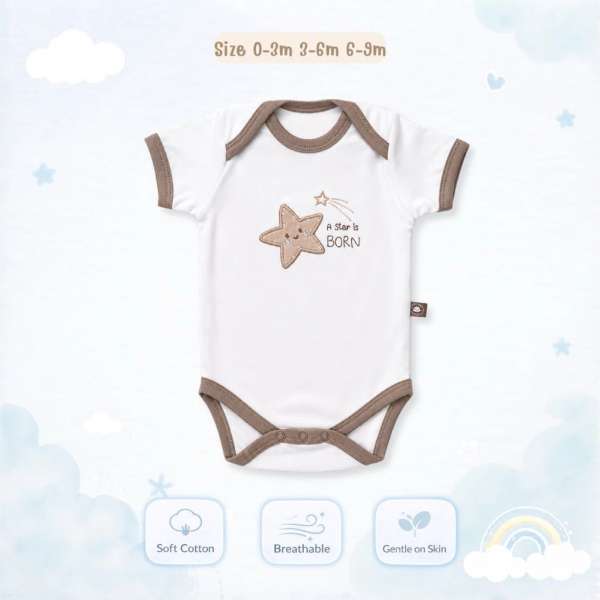 บอดี้สูทคอไขว้ บอดี้สูทเด็ก เสื้อผ้าเด็กแรกเกิด ผ้าคอตตอน 100% นุ่มพิเศษ 0-3m,3-6m,6-9m